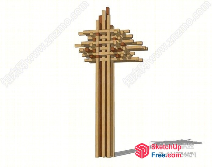 Modern Wood Cross Structure 3D SketchUp File