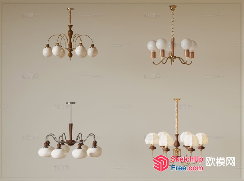 Elegant Chandelier Lighting Fixtures 3D SketchUp File
