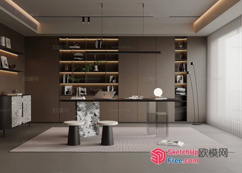 Modern Minimalist Office Space With Clean Lines And Natural Light 3D SketchUp File