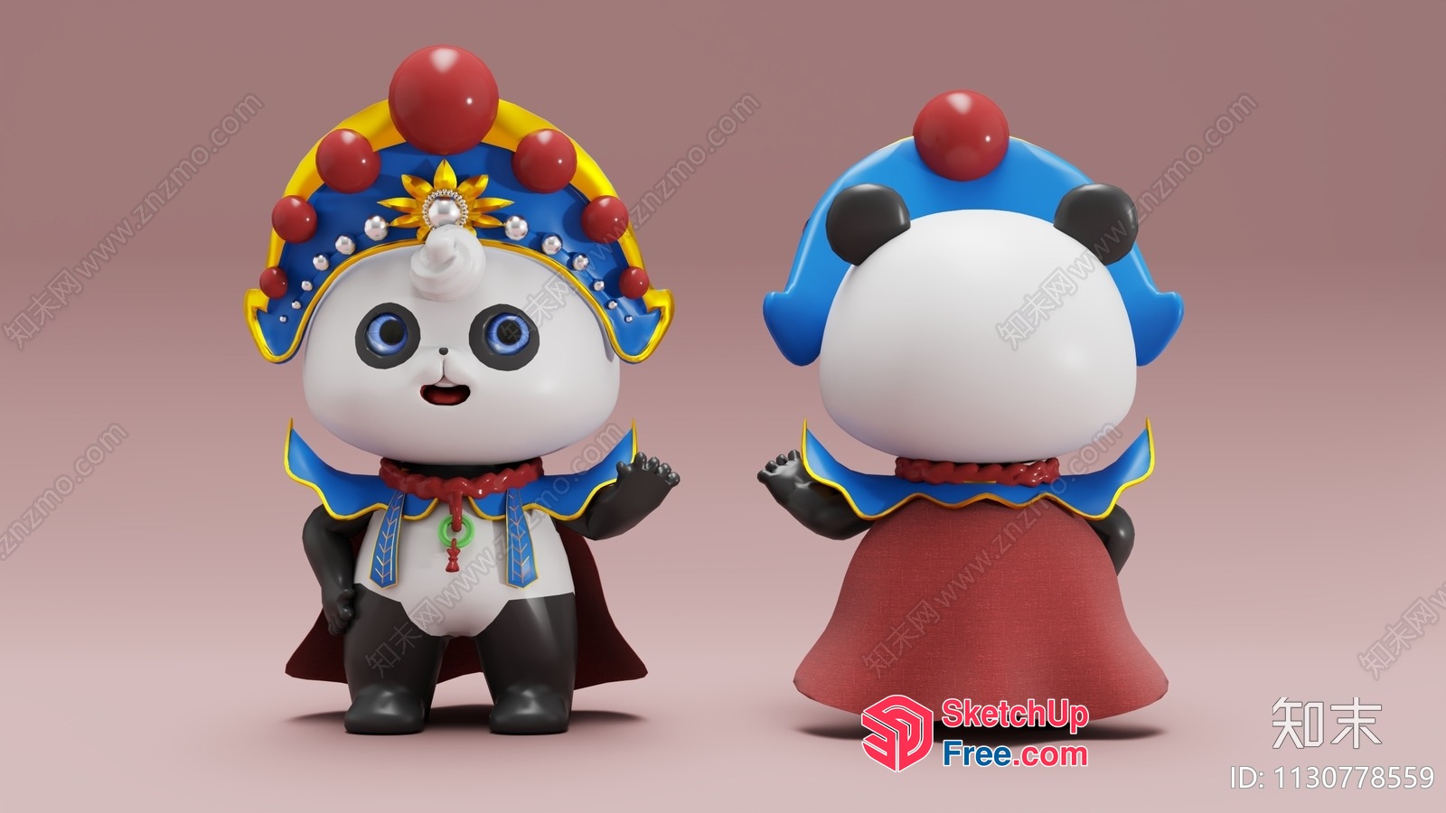 Colorful Panda Figure Collection 3D SketchUp File