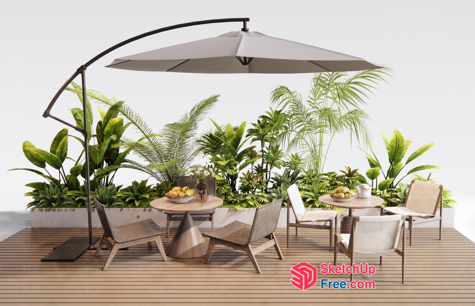 Outdoor Dining Area With Elegant Table And Chairs 3D SketchUp File