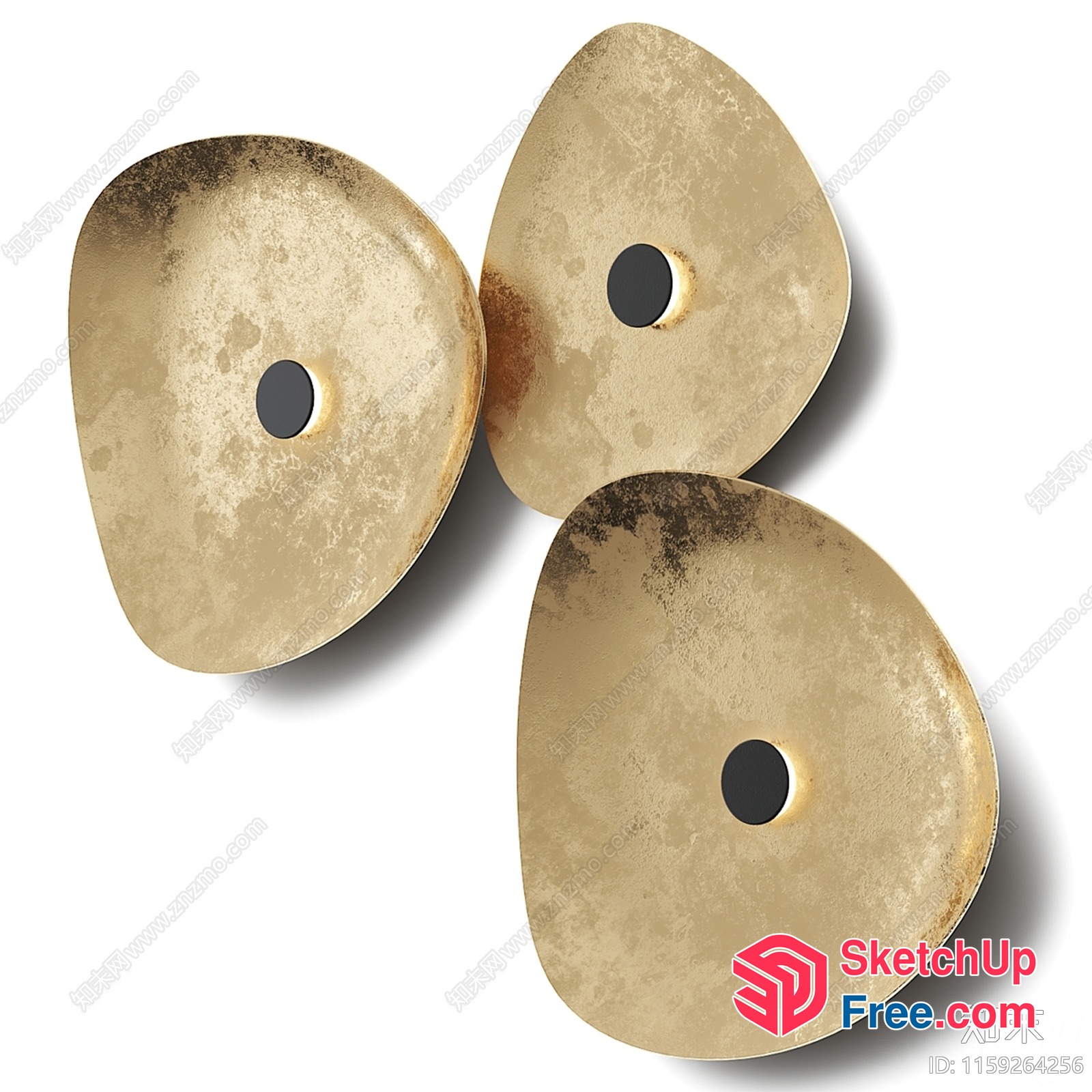 Three Golden Decorative Plates 3D SketchUp File