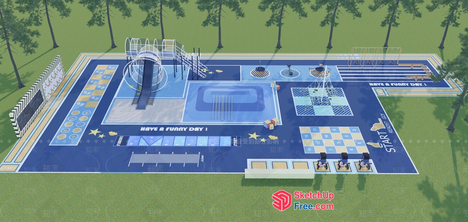 Vibrant Outdoor Recreation Space 3D SketchUp File