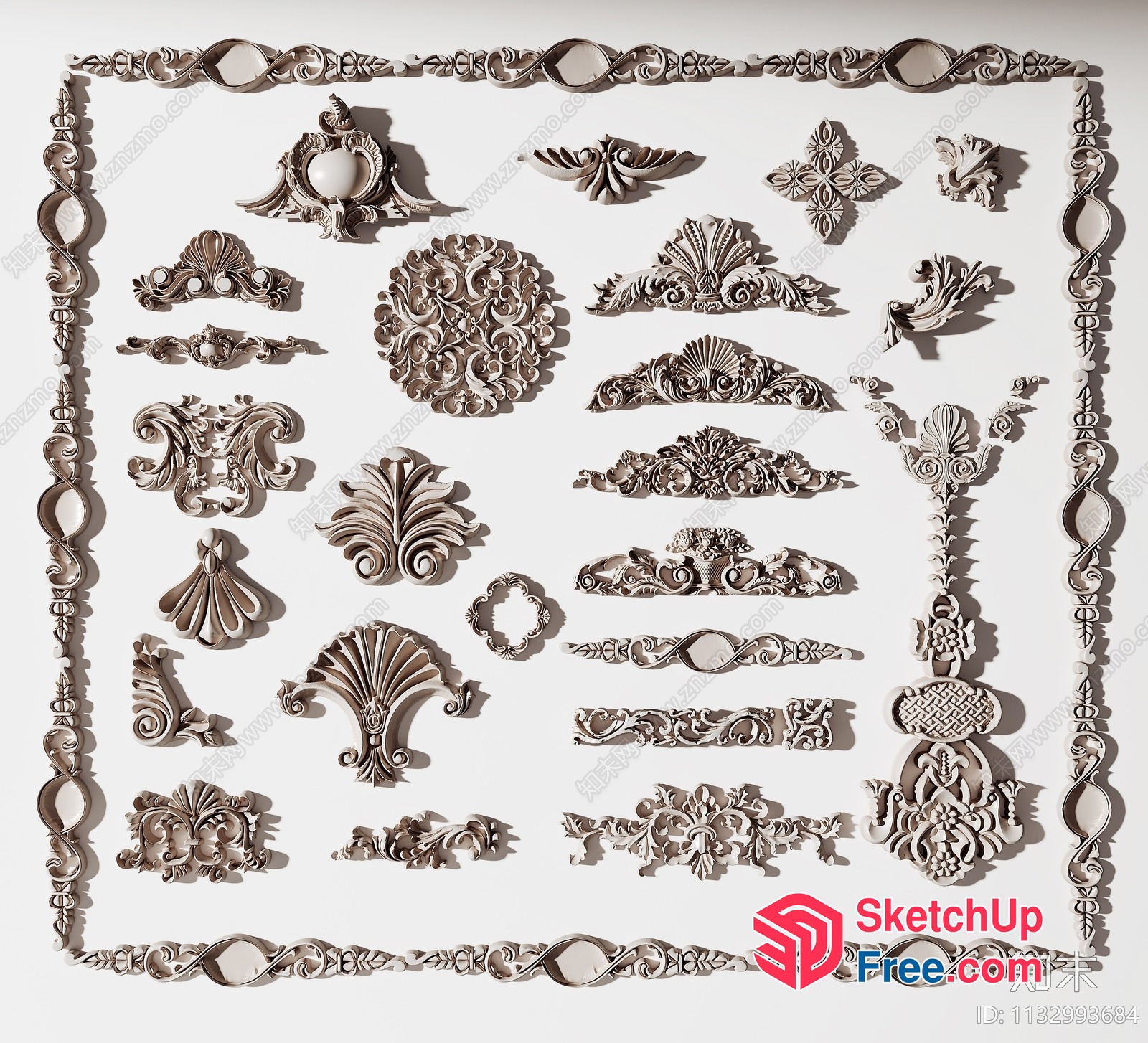 Ornate Carved Decorative Elements 3D SketchUp File