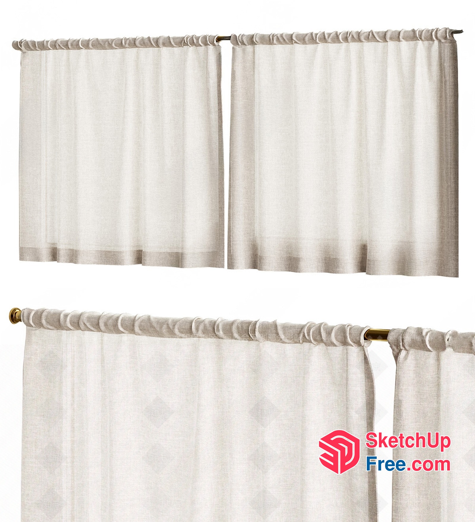 White Linen Curtain Panels 3D SketchUp File