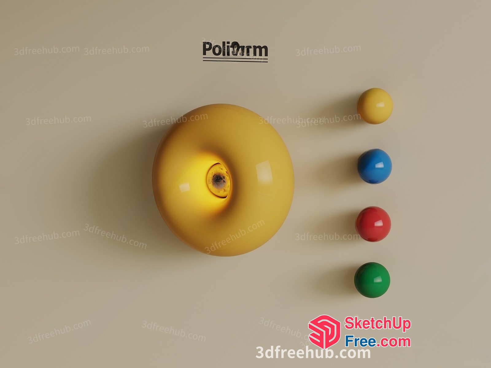 Poliform Modern Ceiling Light Fixture 3D SketchUp File