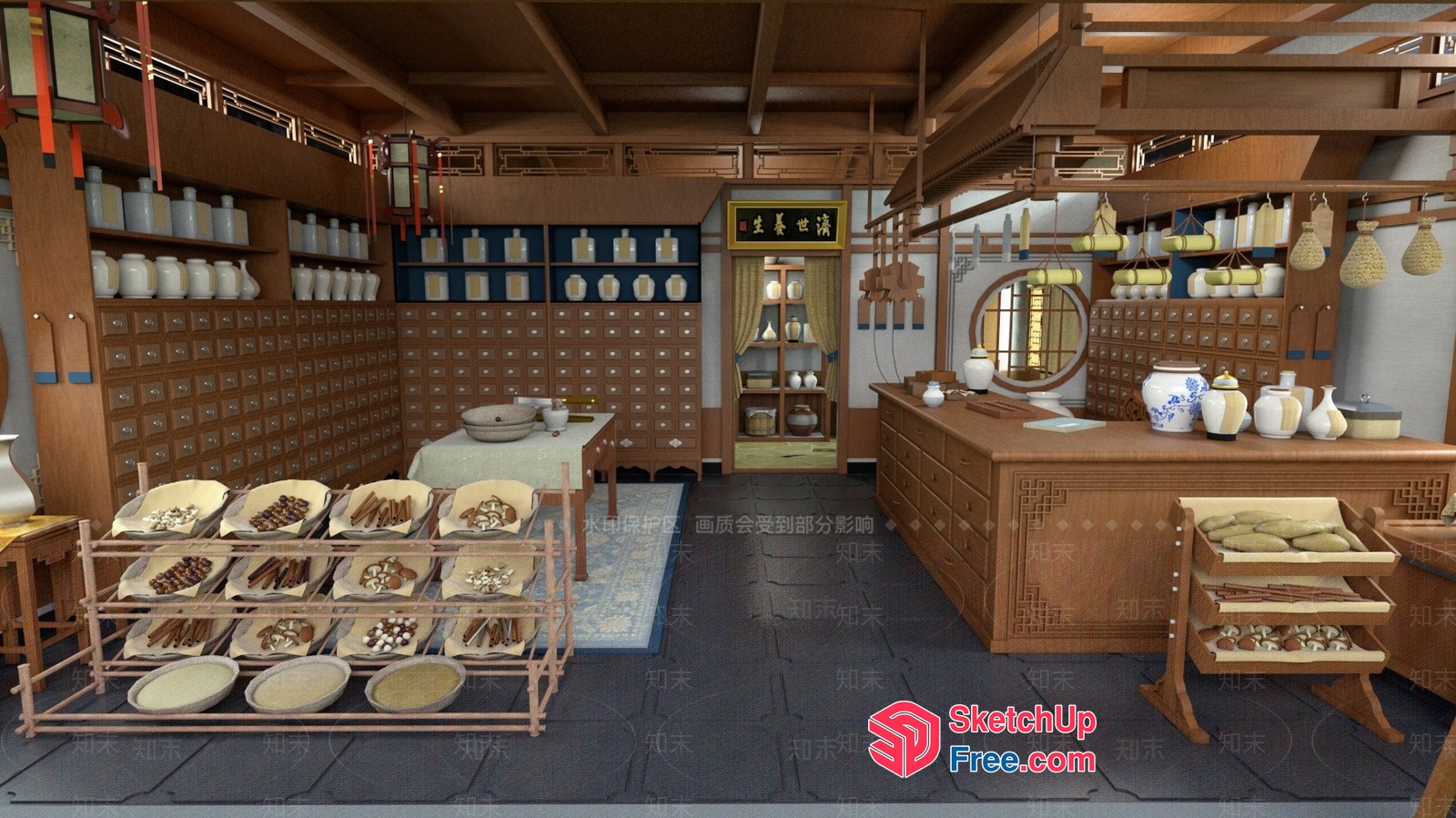 Traditional Asian Interior Design Elements 3D SketchUp File