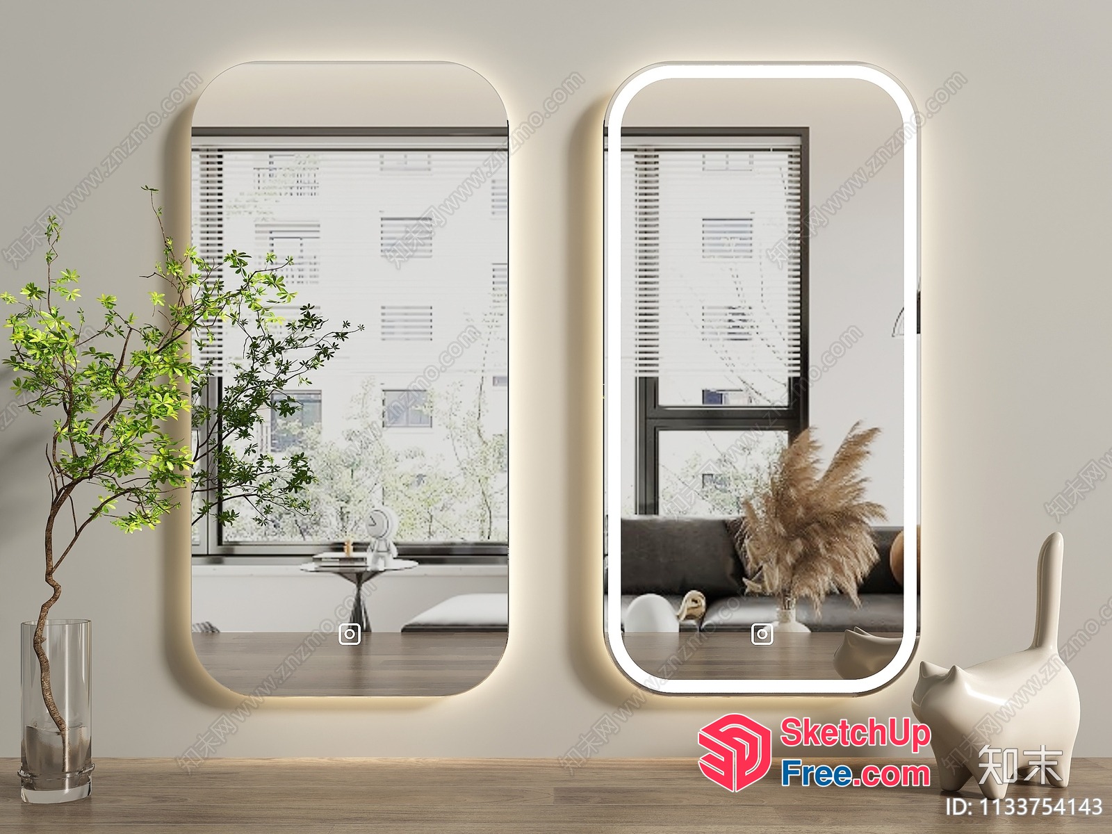 Modern Minimalist Interior Decor With Large Windows 3D SketchUp File