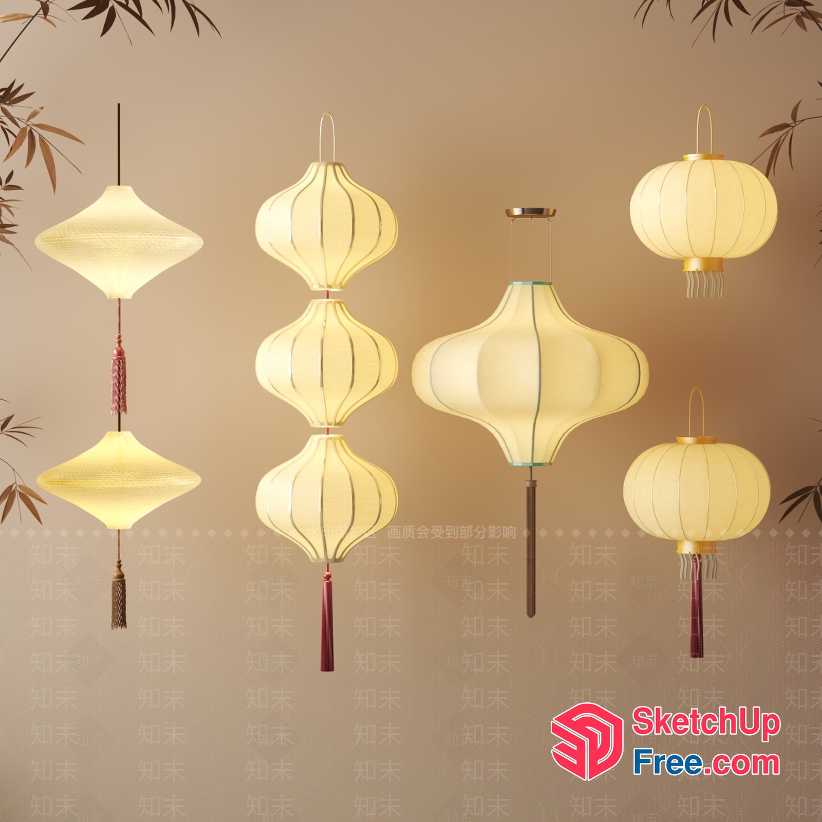 Elegant Hanging Lanterns Collection 3D SketchUp File