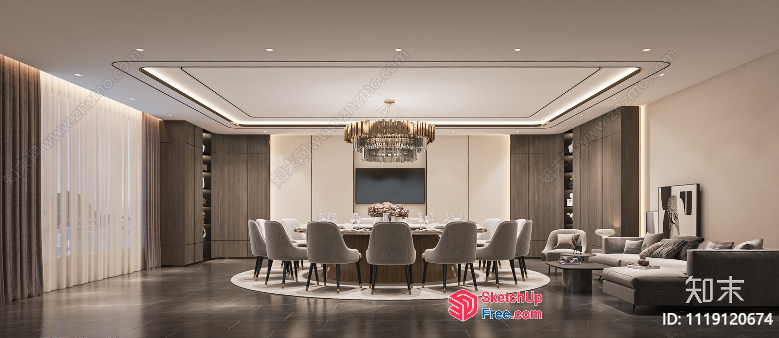 Elegant Modern Dining Room With Sleek Furniture 3D SketchUp File
