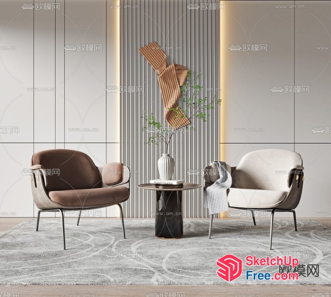 Elegant And Modern Living Room Furniture 3D SketchUp File