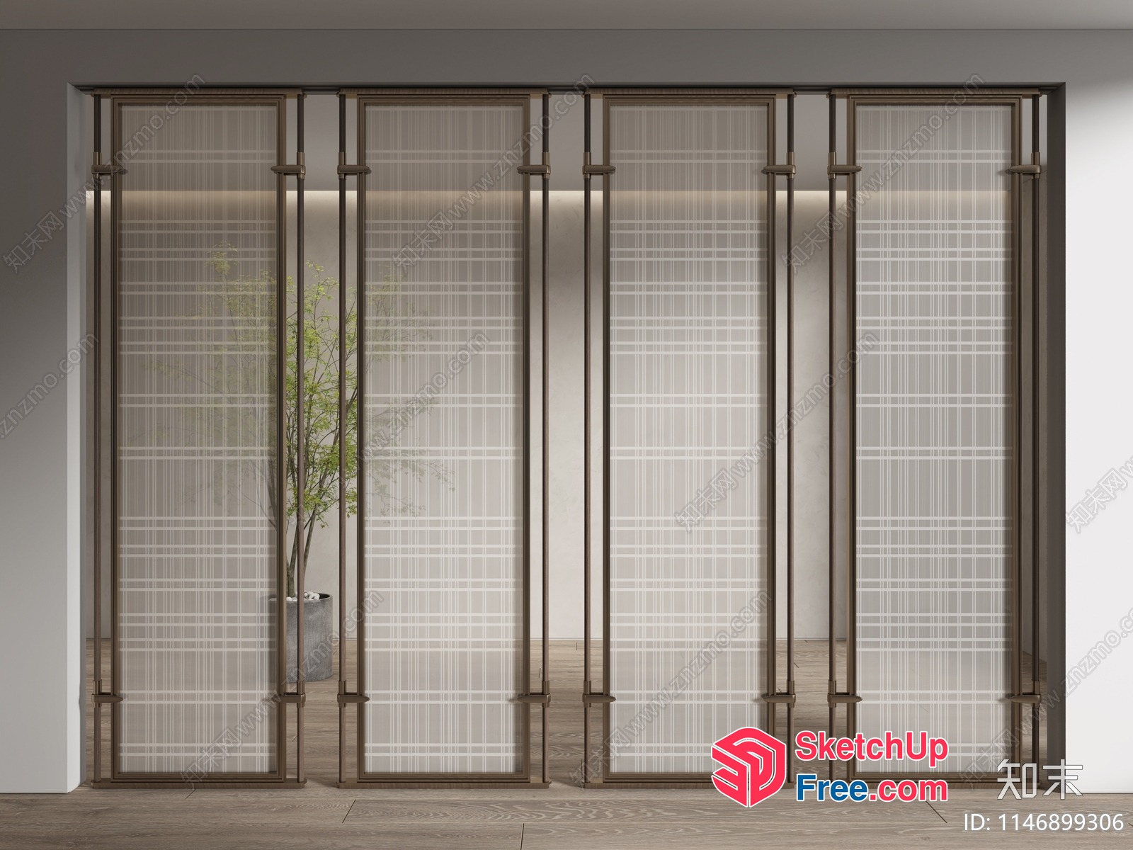 Glass Curtain Wall Partition Screen 3D SketchUp File