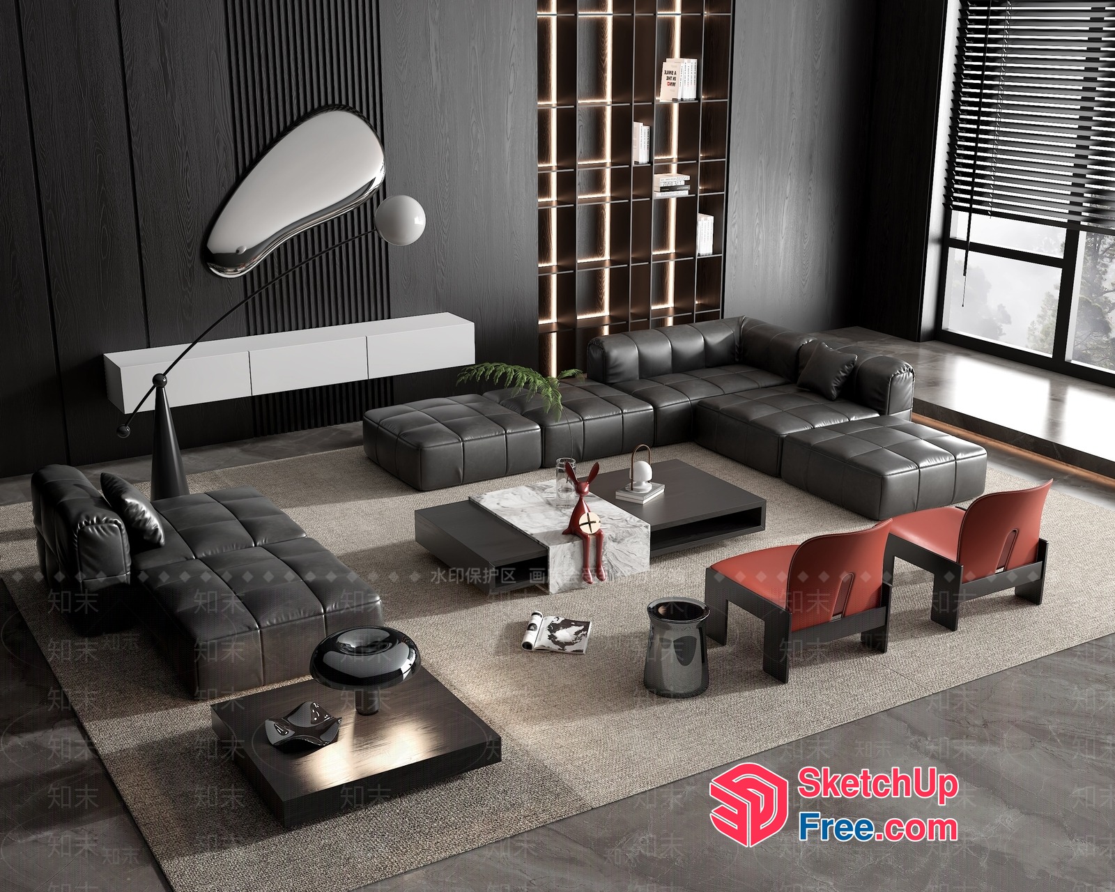 Luxurious Modern Living Room With Sleek Furniture 3D SketchUp File