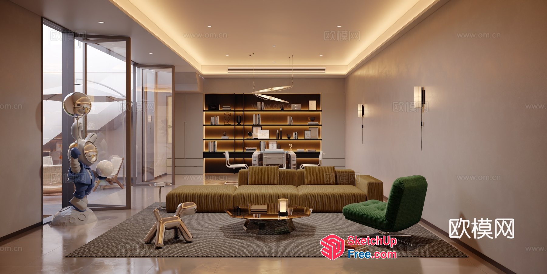 Modern Living Room With Sleek Furniture And Neutral Color Scheme 3D SketchUp File