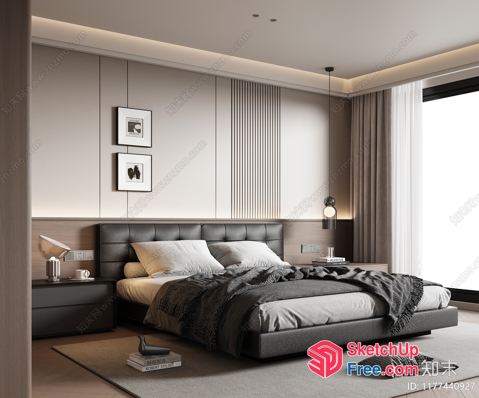 Modern Minimalist Bedroom With Sleek Furniture 3D SketchUp File