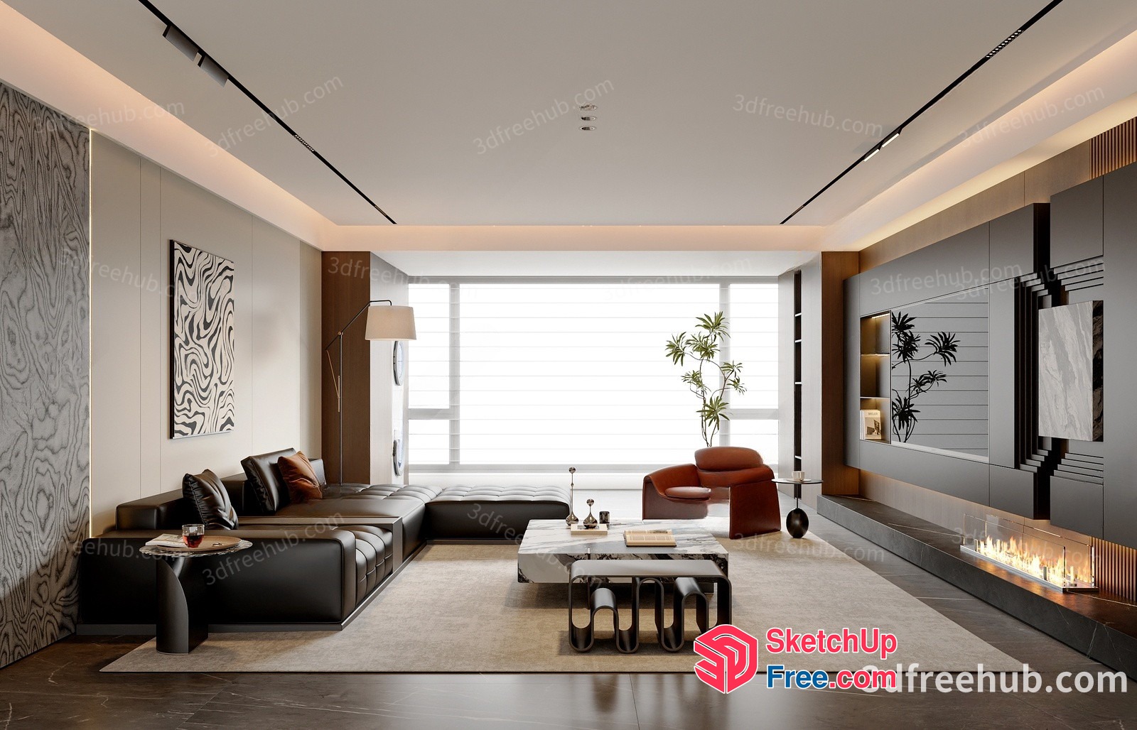 Luxurious Modern Living Room Interior Design 3D SketchUp File
