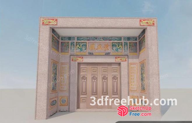 Elegant Chinese-Inspired Doorway 3D SketchUp File