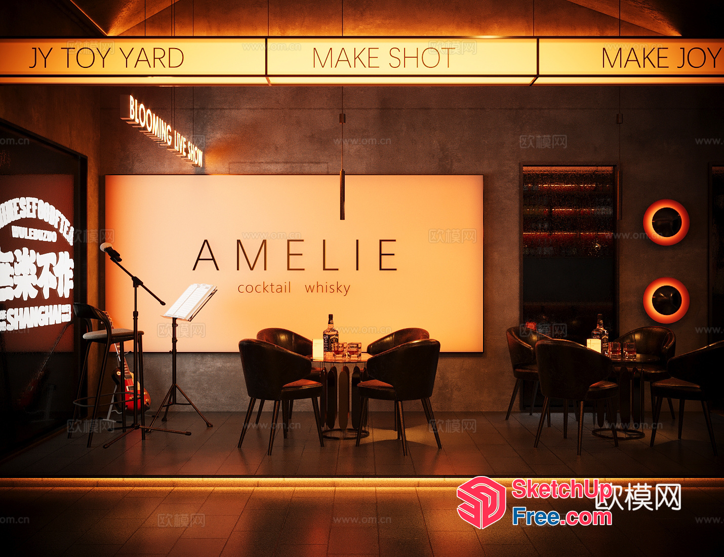 Amelie Cocktail Whisky Bar 3D SketchUp File