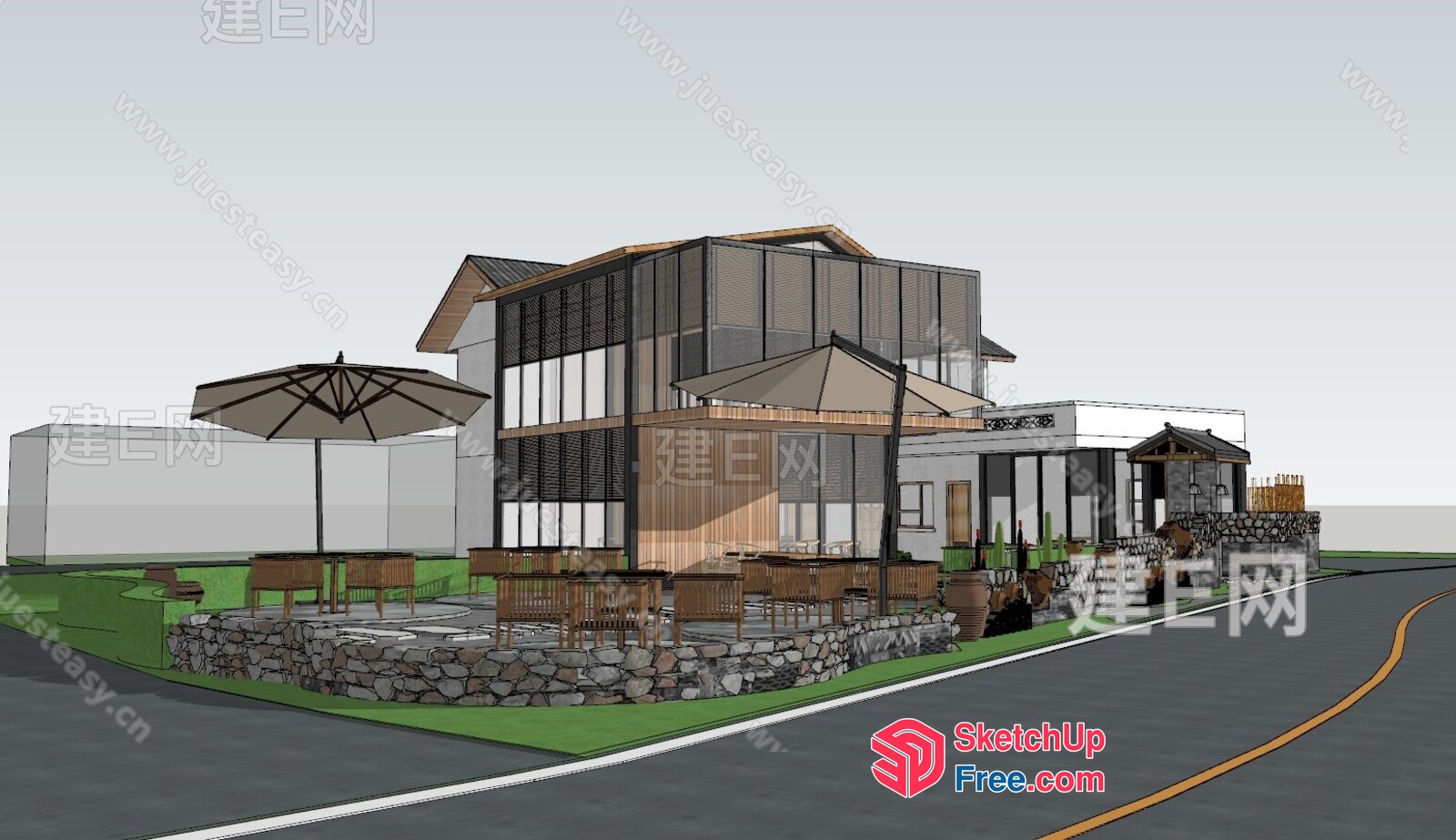 Japanese Style Villa Exterior 3D SketchUp File