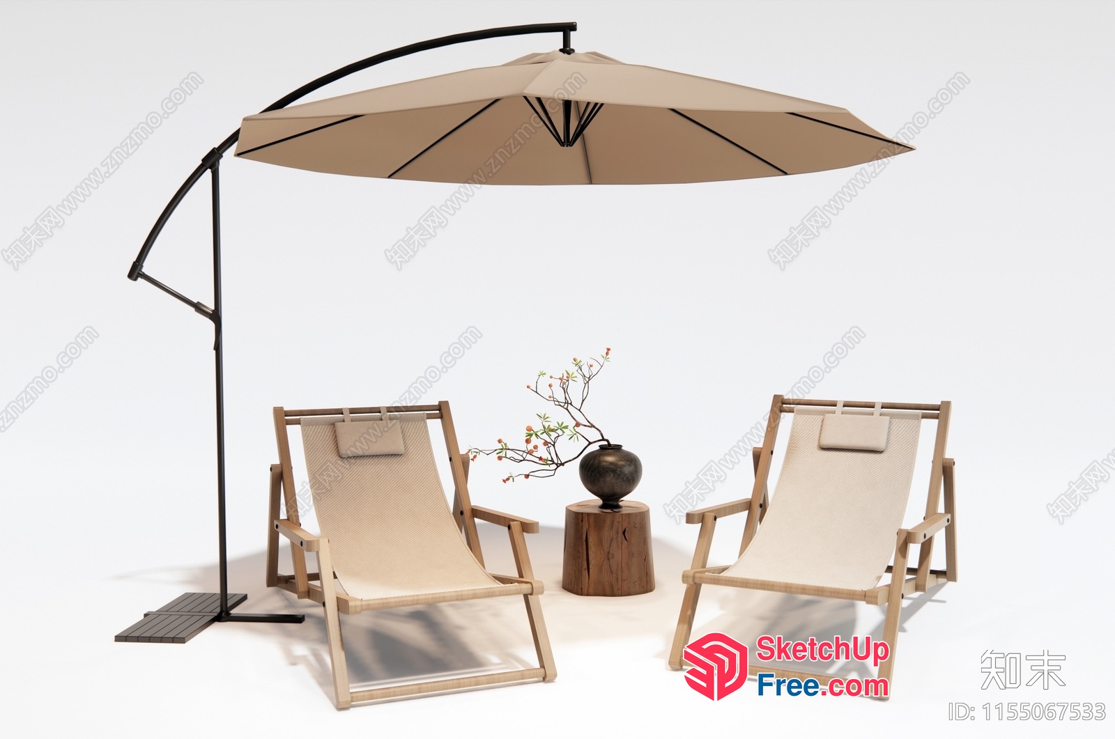 Outdoor Patio Furniture Set With Parasol 3D SketchUp File