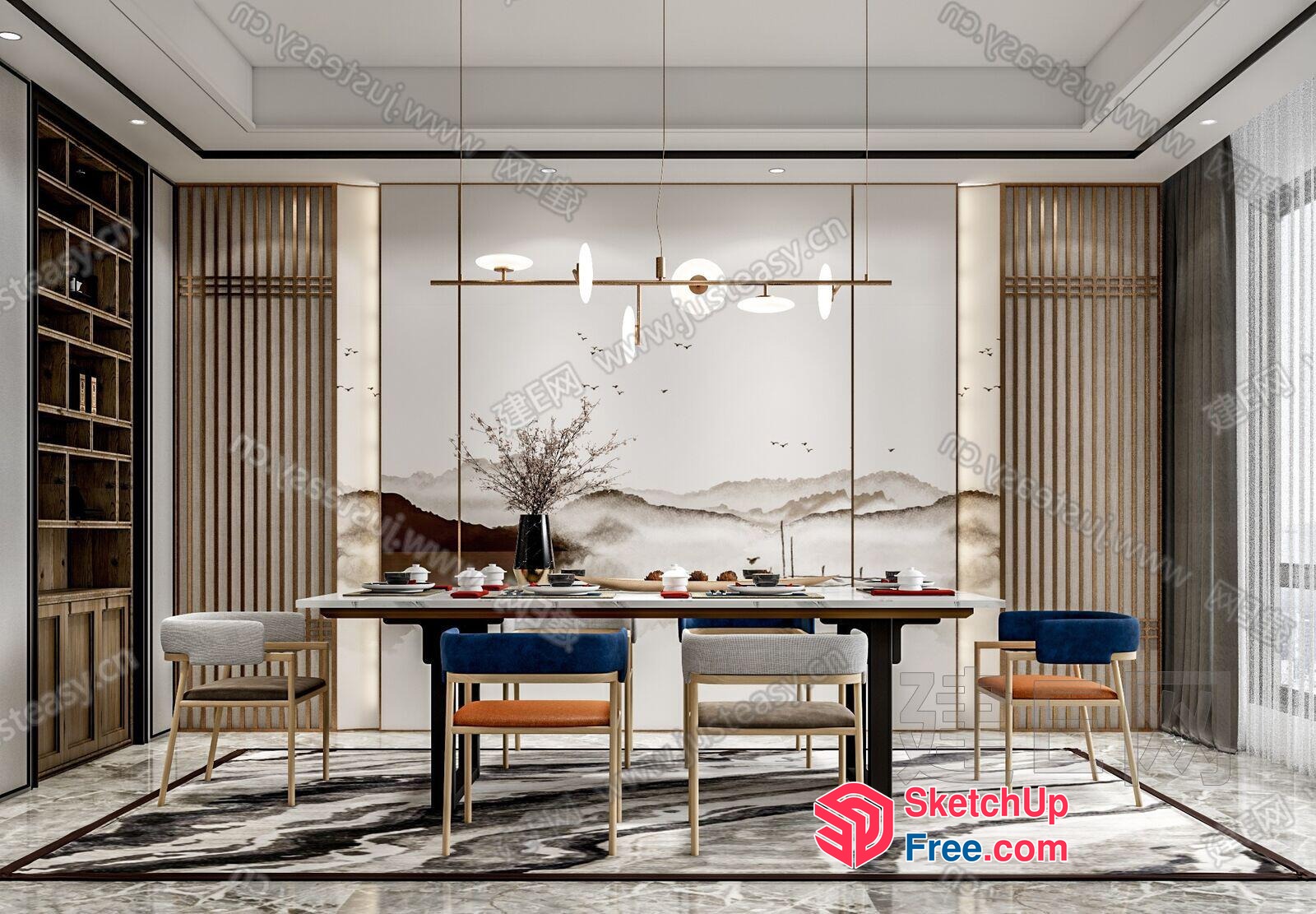 Elegant And Sophisticated Modern Dining Room Interior 3D SketchUp File