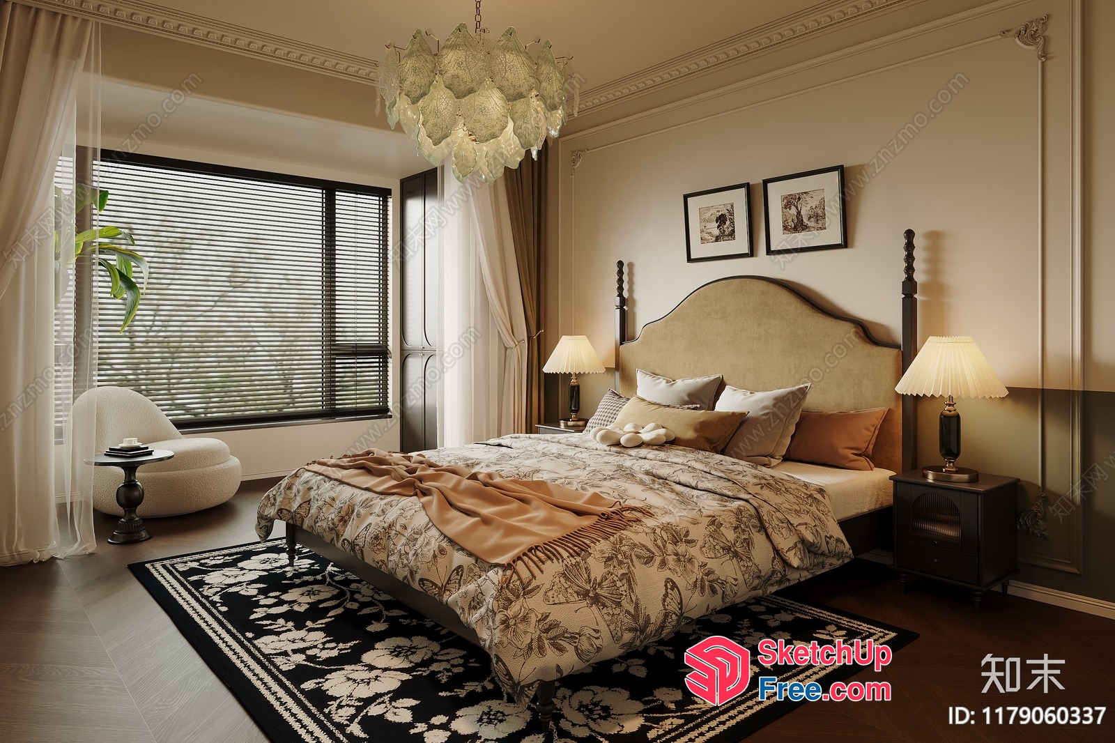Elegant European Style Bedroom Interior 3D SketchUp File