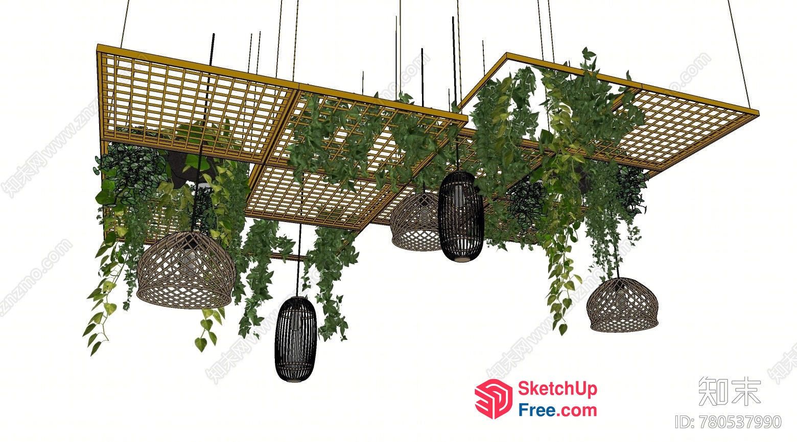 Hanging Plants And Lanterns 3D SketchUp File
