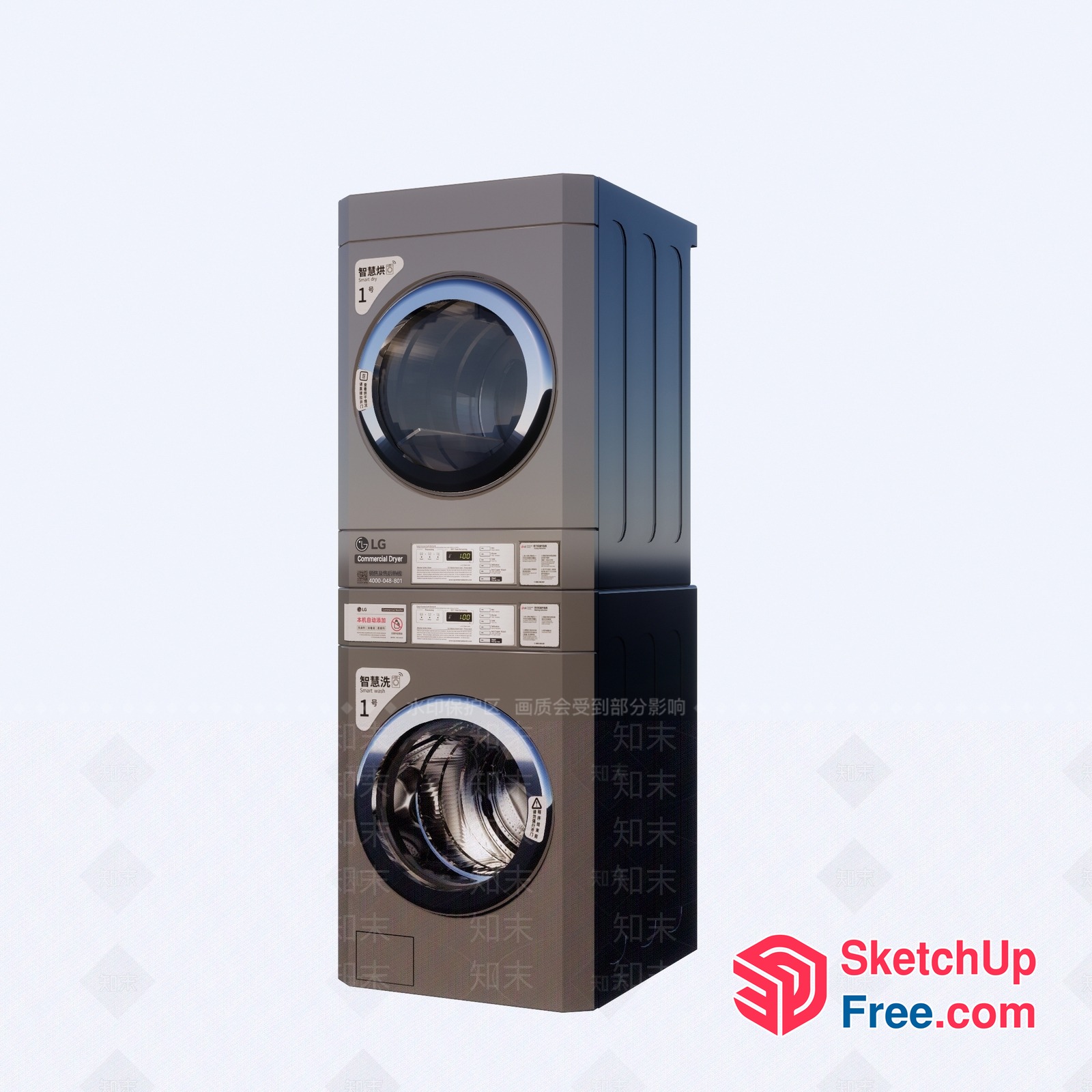 Lg Commercial Dryer And Washer Stack 3D SketchUp File