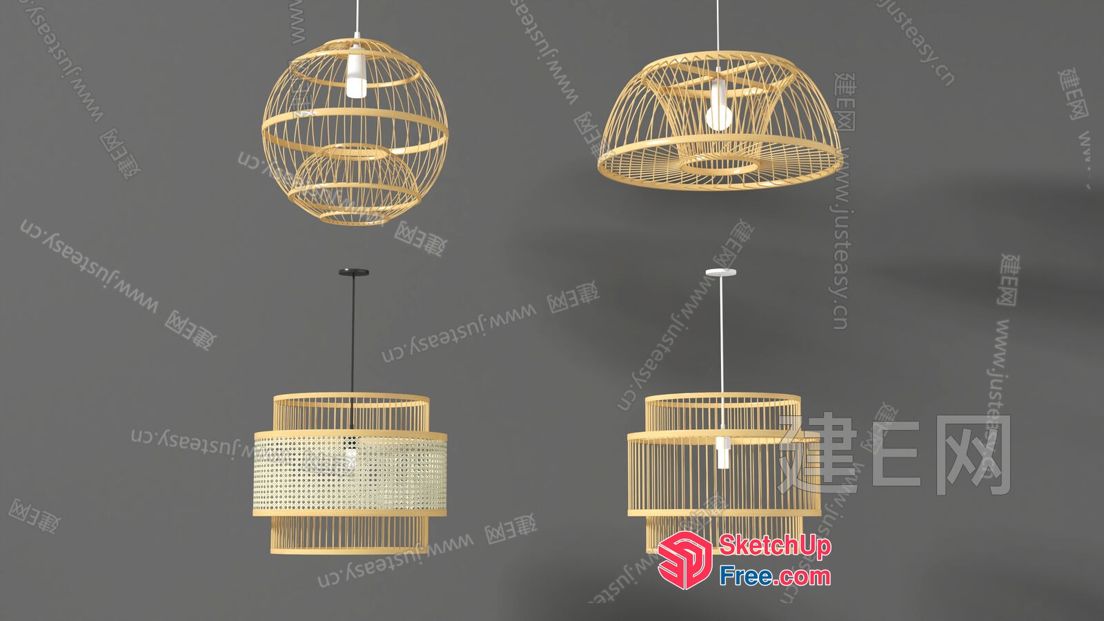 Modern Hanging Light Fixtures With Unique Shapes 3D SketchUp File