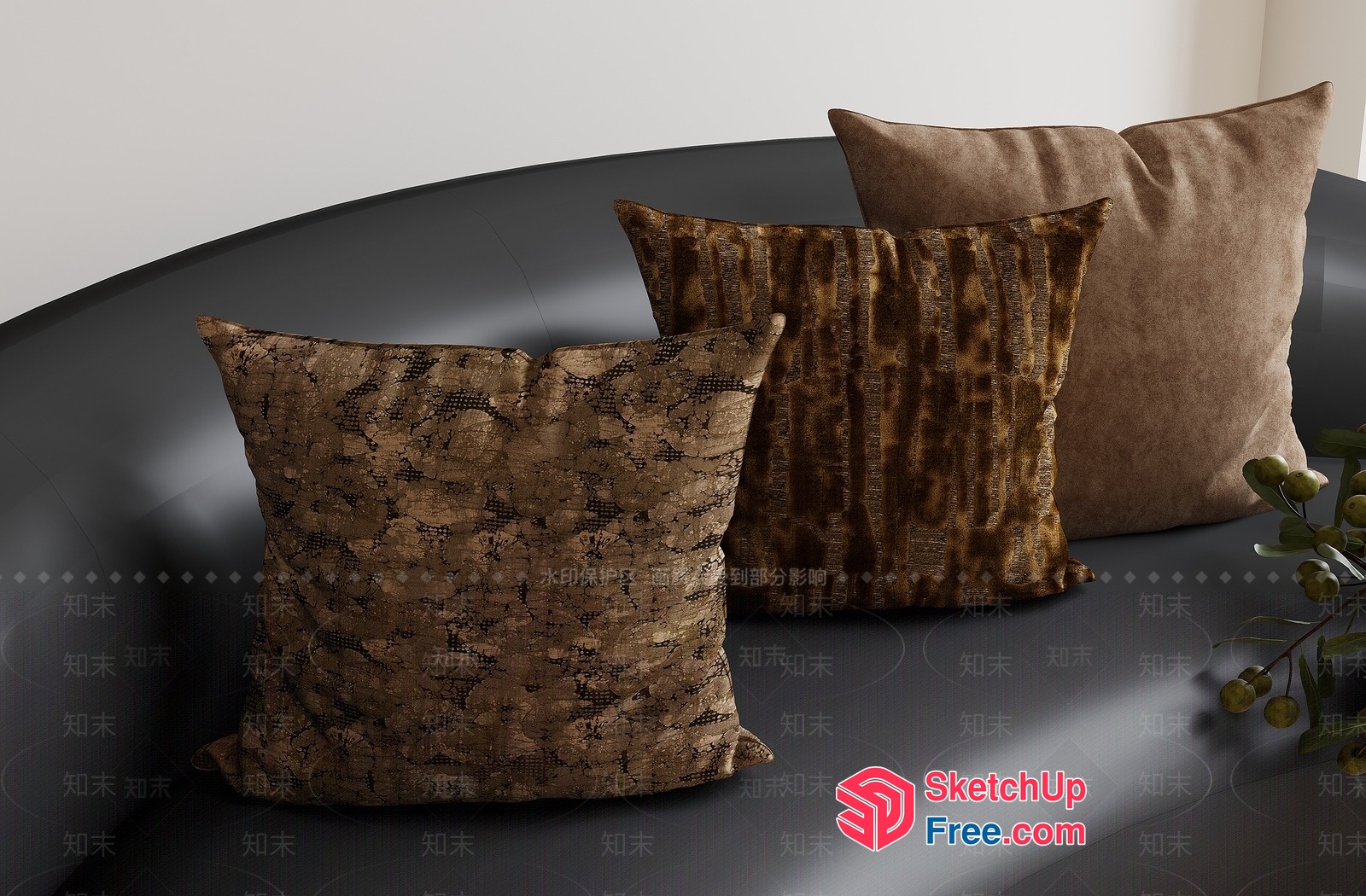 Modern Brown And Gold Throw Pillows 3D SketchUp File