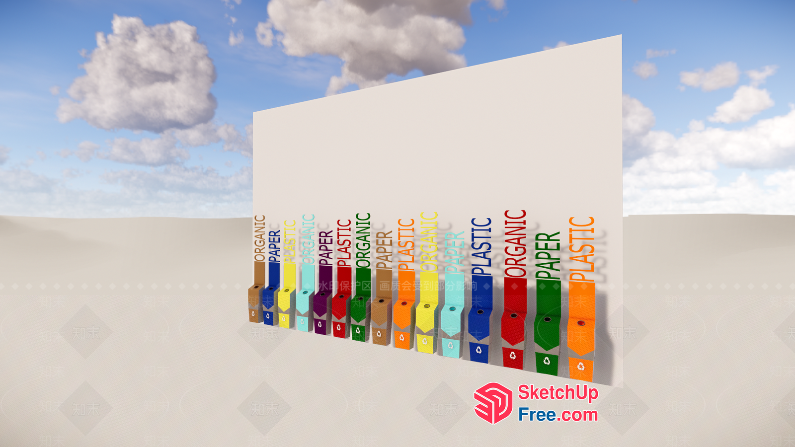 Colorful Recycling Bins 3D SketchUp File