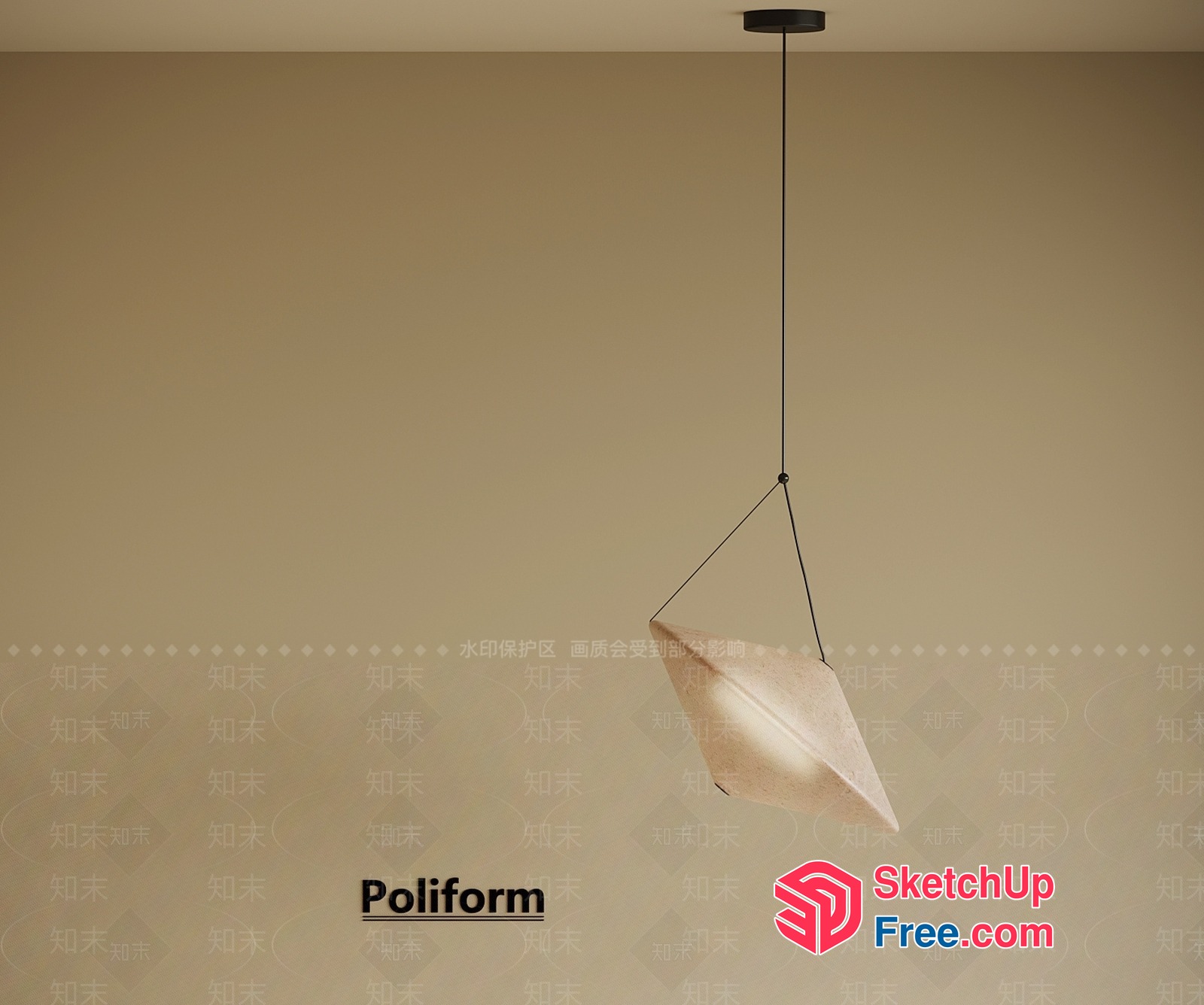 Modern Minimalist Hanging Light Fixture 3D SketchUp File