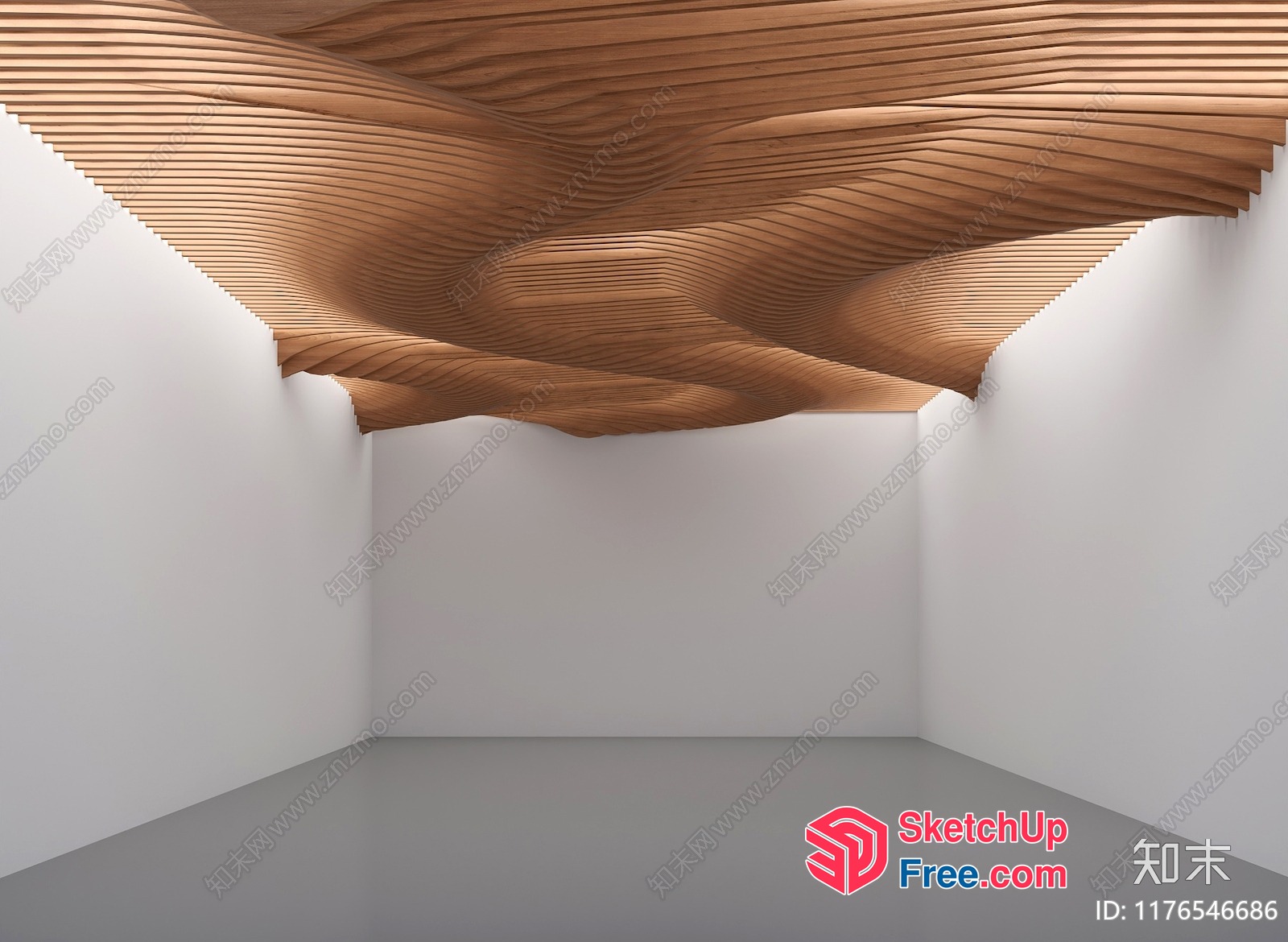 Wooden Ceiling Pattern With Grooves 3D SketchUp File