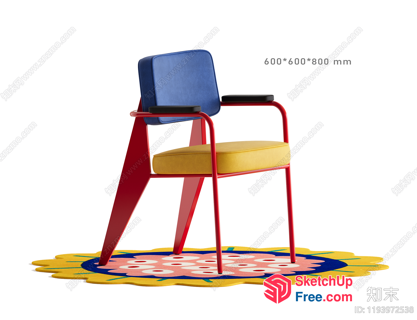 Modern Minimalist Chair With Vibrant Yellow Seat 3D SketchUp File