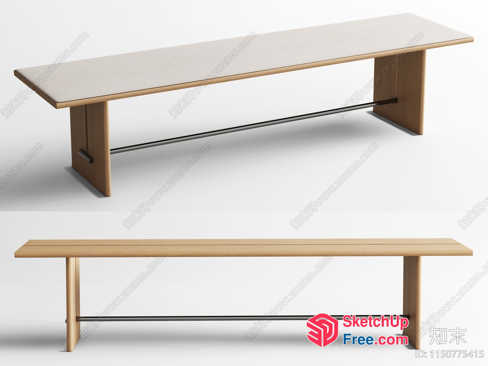Simple Wooden Bench With Minimalist Design 3D SketchUp File