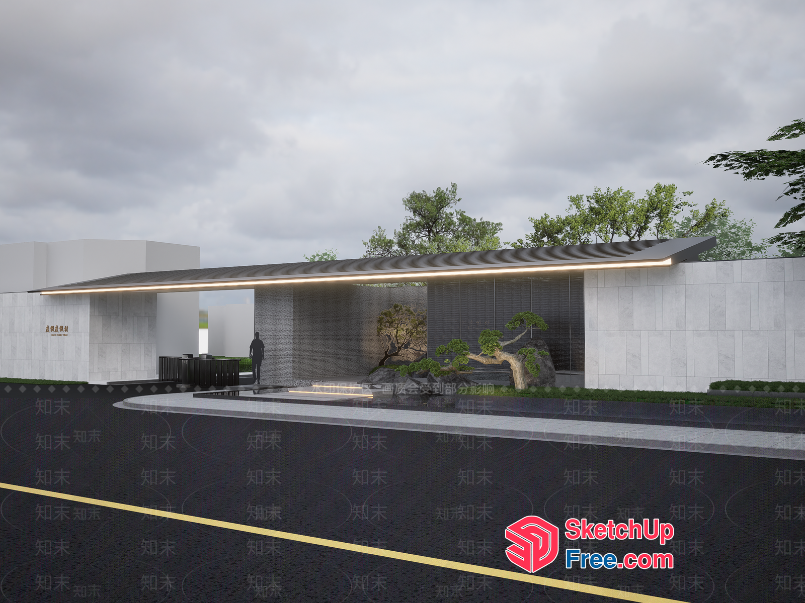 Modern Exterior Design With Sleek Roof And Minimalist Aesthetic 3D SketchUp File