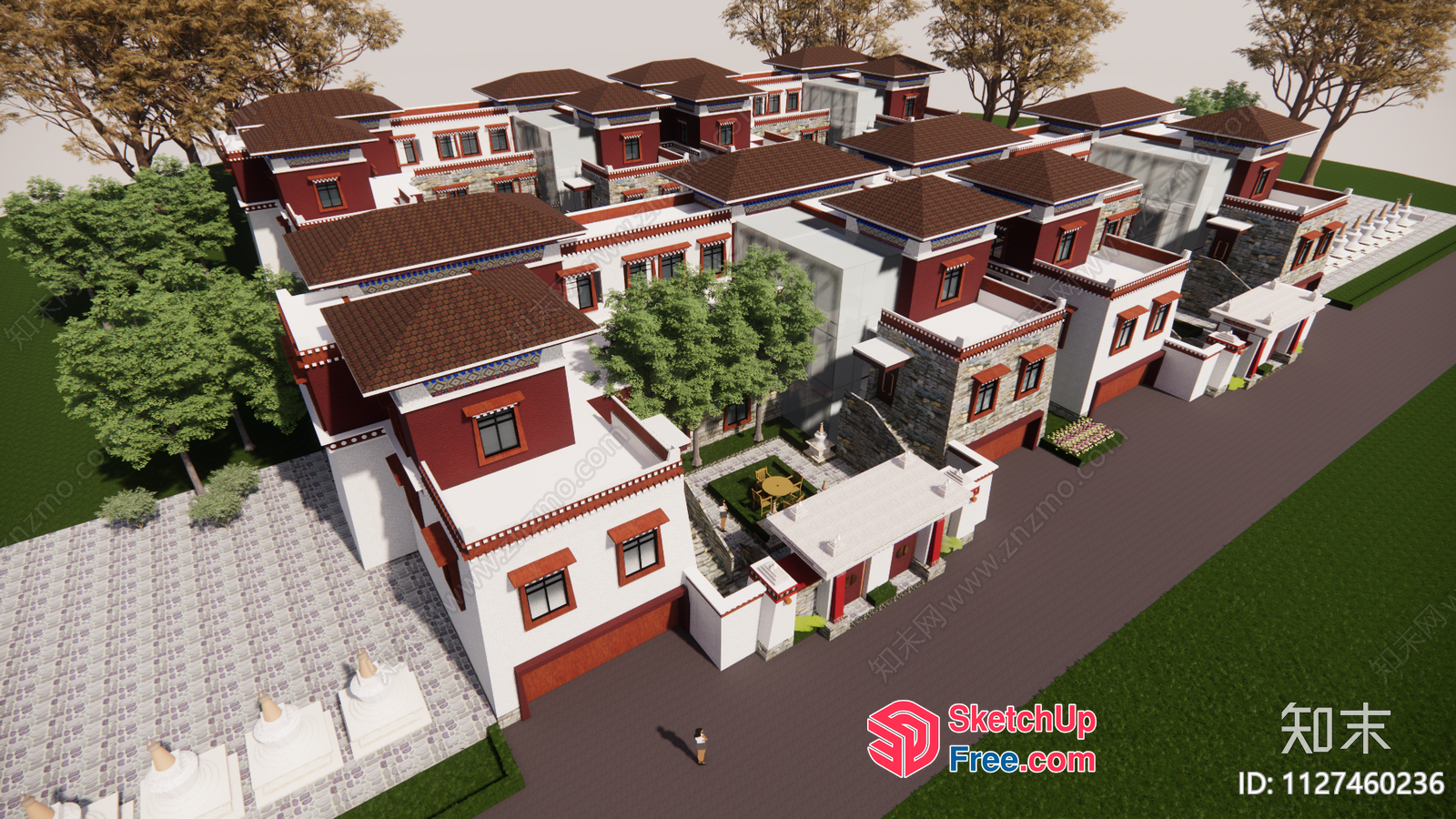 Tibetan Style Villas With Traditional Architecture 3D SketchUp File