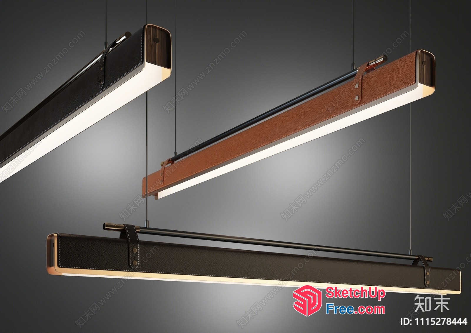 Sleek Modern Hanging Light Fixtures 3D SketchUp File