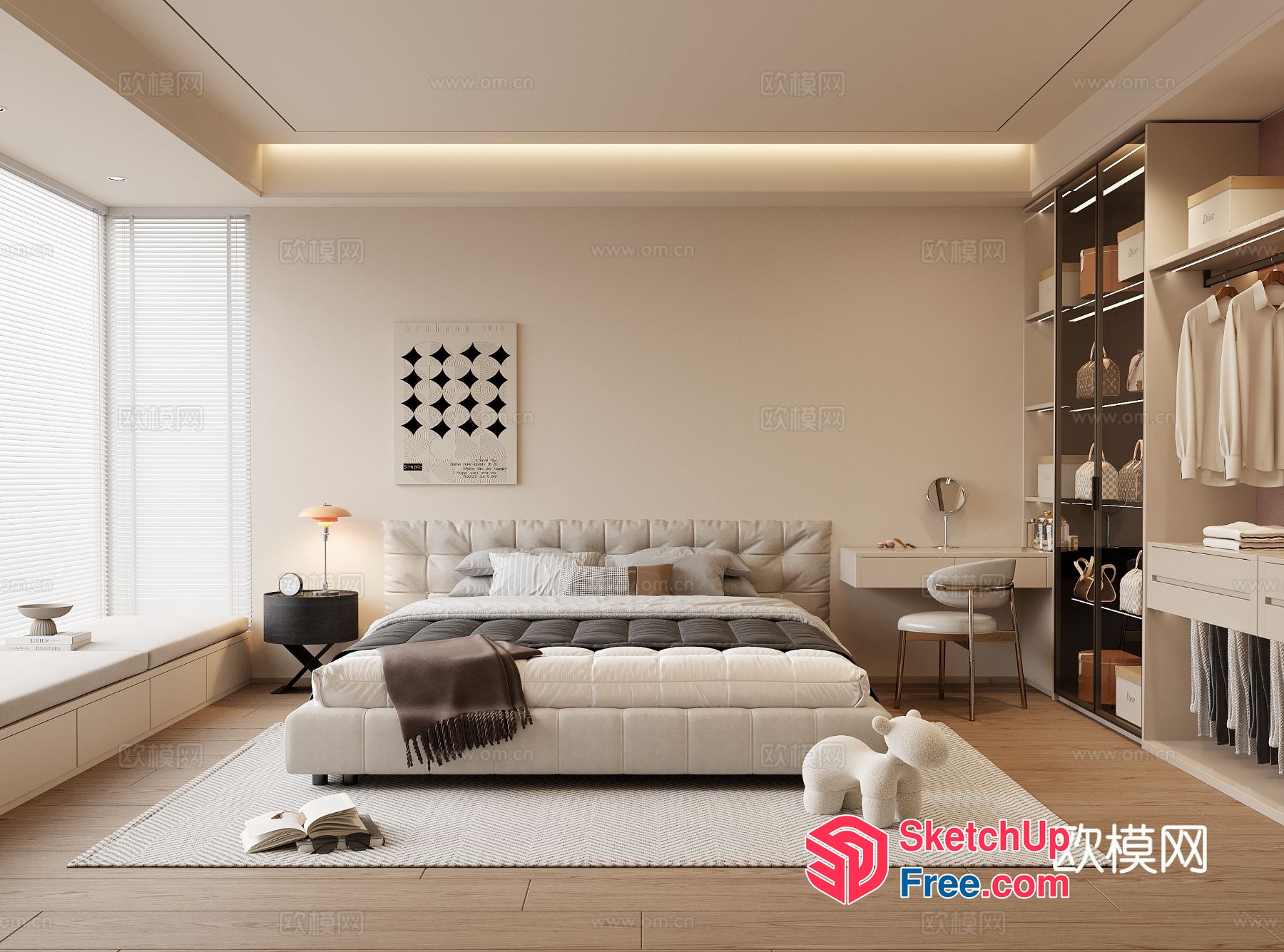 Cozy Minimalist Bedroom Interior 3D SketchUp File