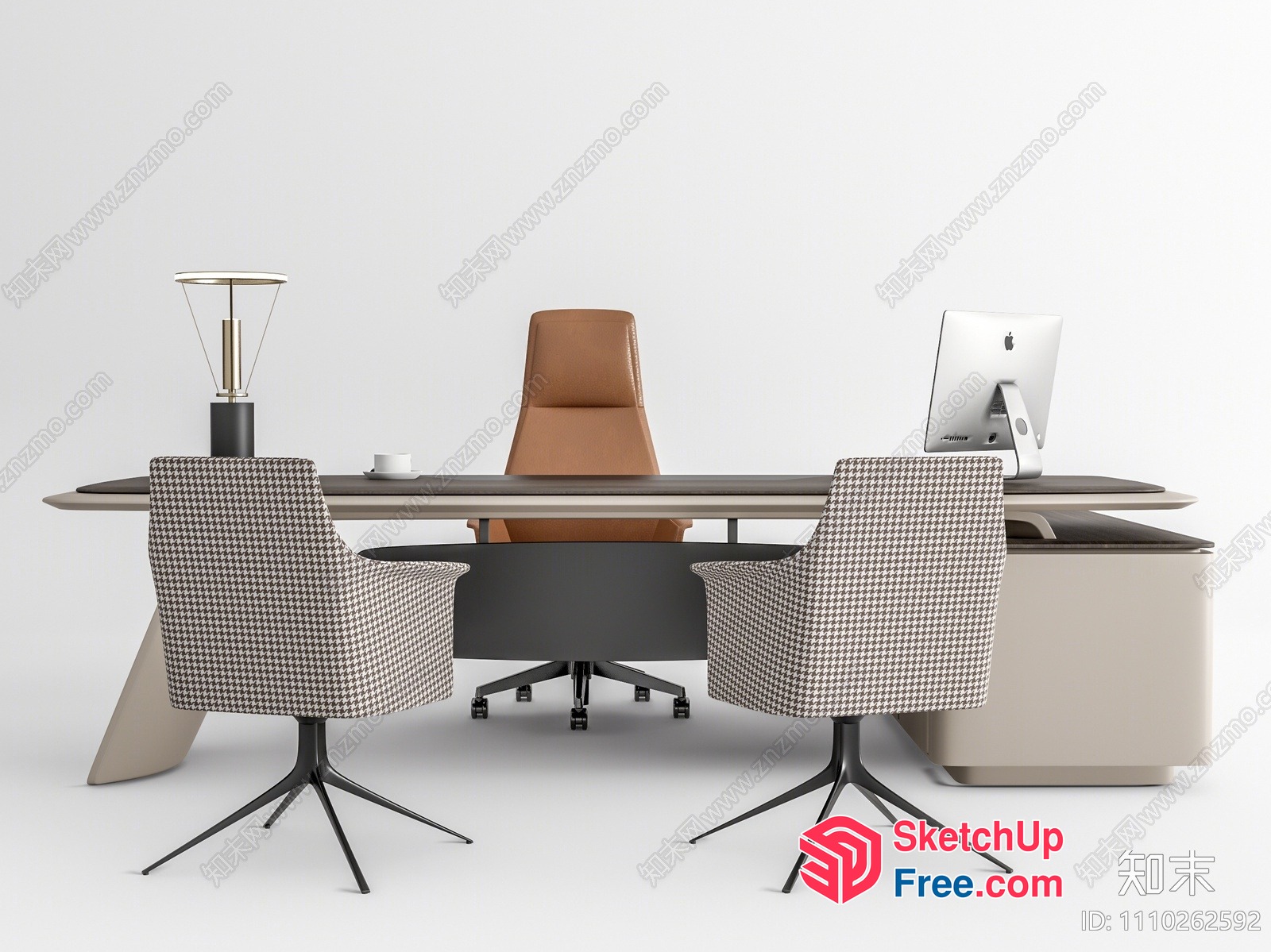 Office Interior With Modern Furniture And Neutral Colors 3D SketchUp File