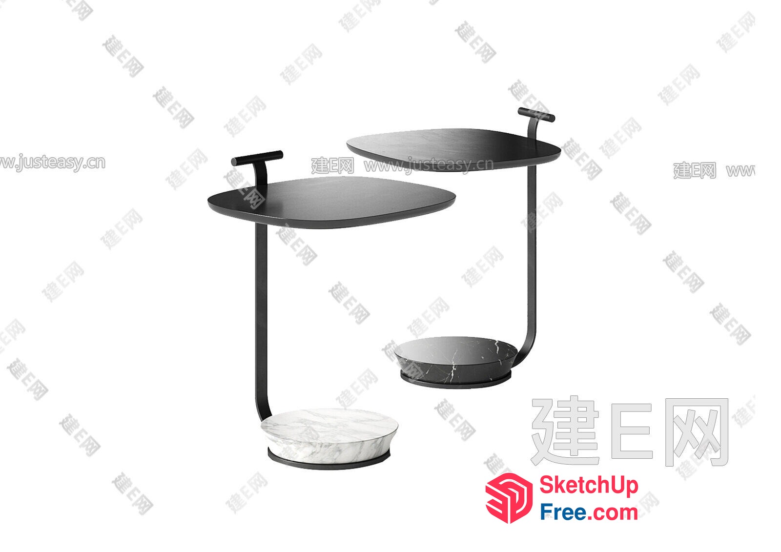 Two-Tiered Table With Marble Base 3D SketchUp File