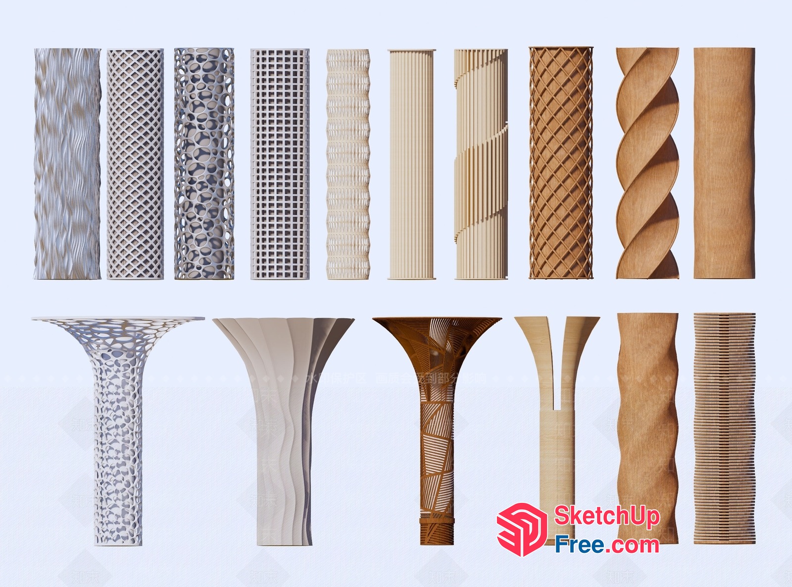 Intricate Pillar Designs 3D SketchUp File