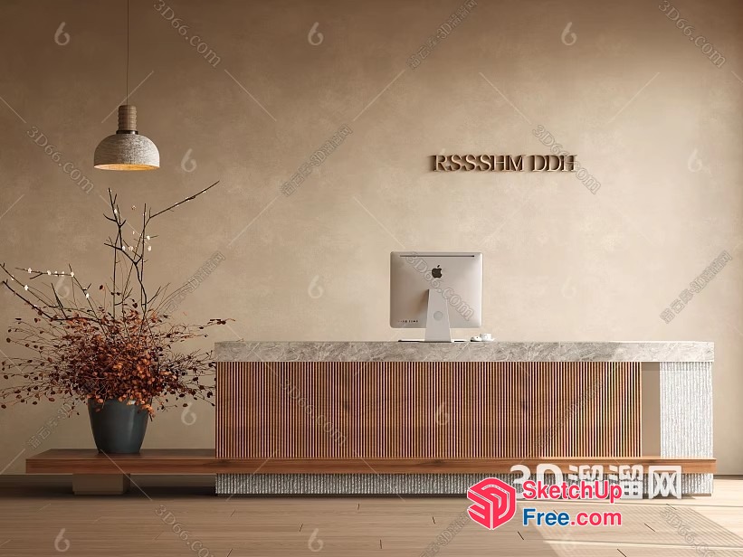 Reception Area With Elegant Lighting And Decor 3D SketchUp File