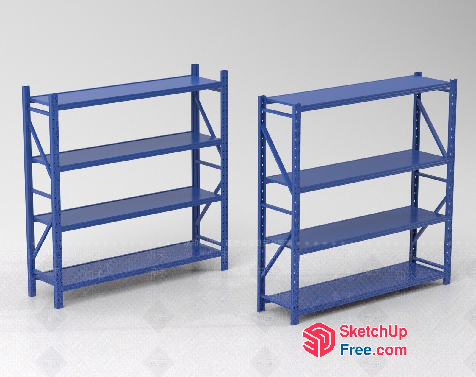 Blue Shelving Units 3D SketchUp File