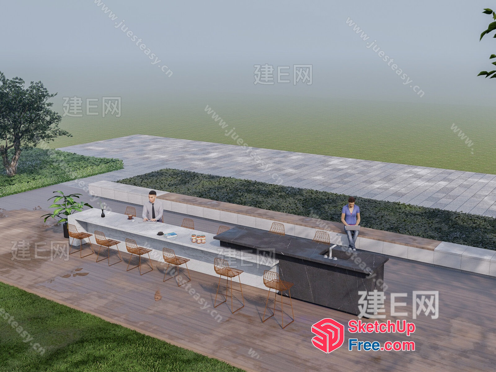 Outdoor Bar And Seating Area 3D SketchUp File