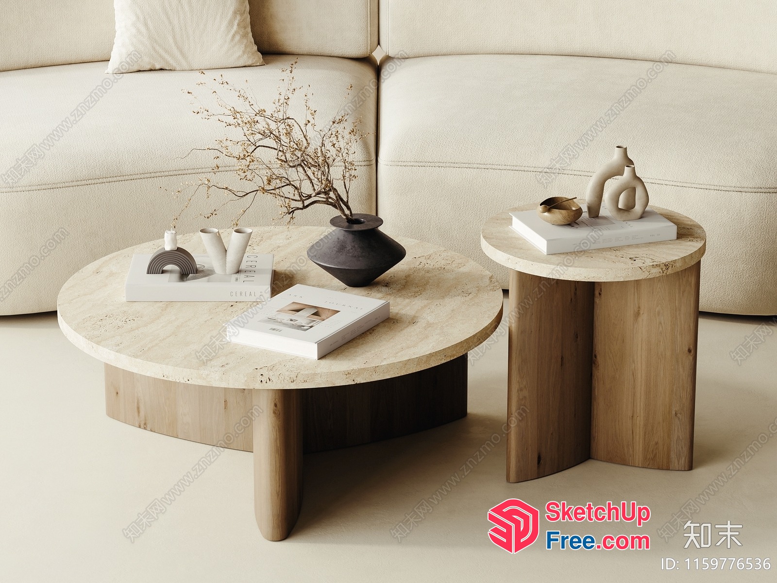 Minimalist Style Coffee Table And Stool 3D SketchUp File