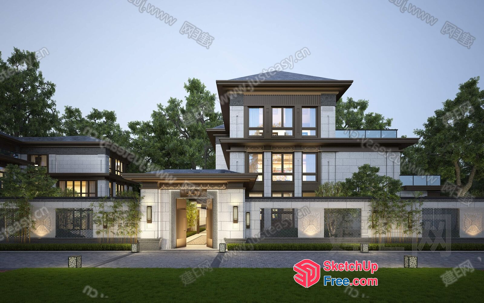 Modern Asian-Inspired Villa With Elegant Balcony 3D SketchUp File