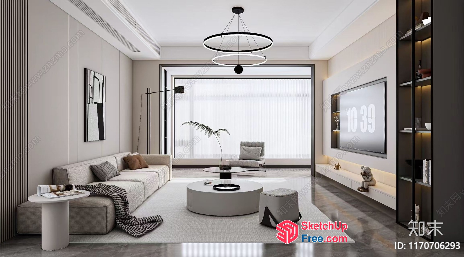 Modern Minimalist Living Room With Neutral Color Palette 3D SketchUp File