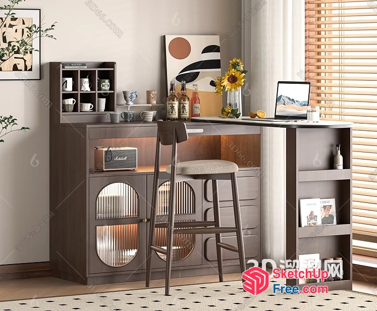 Modern Minimalist Office Interior With Natural Light 3D SketchUp File