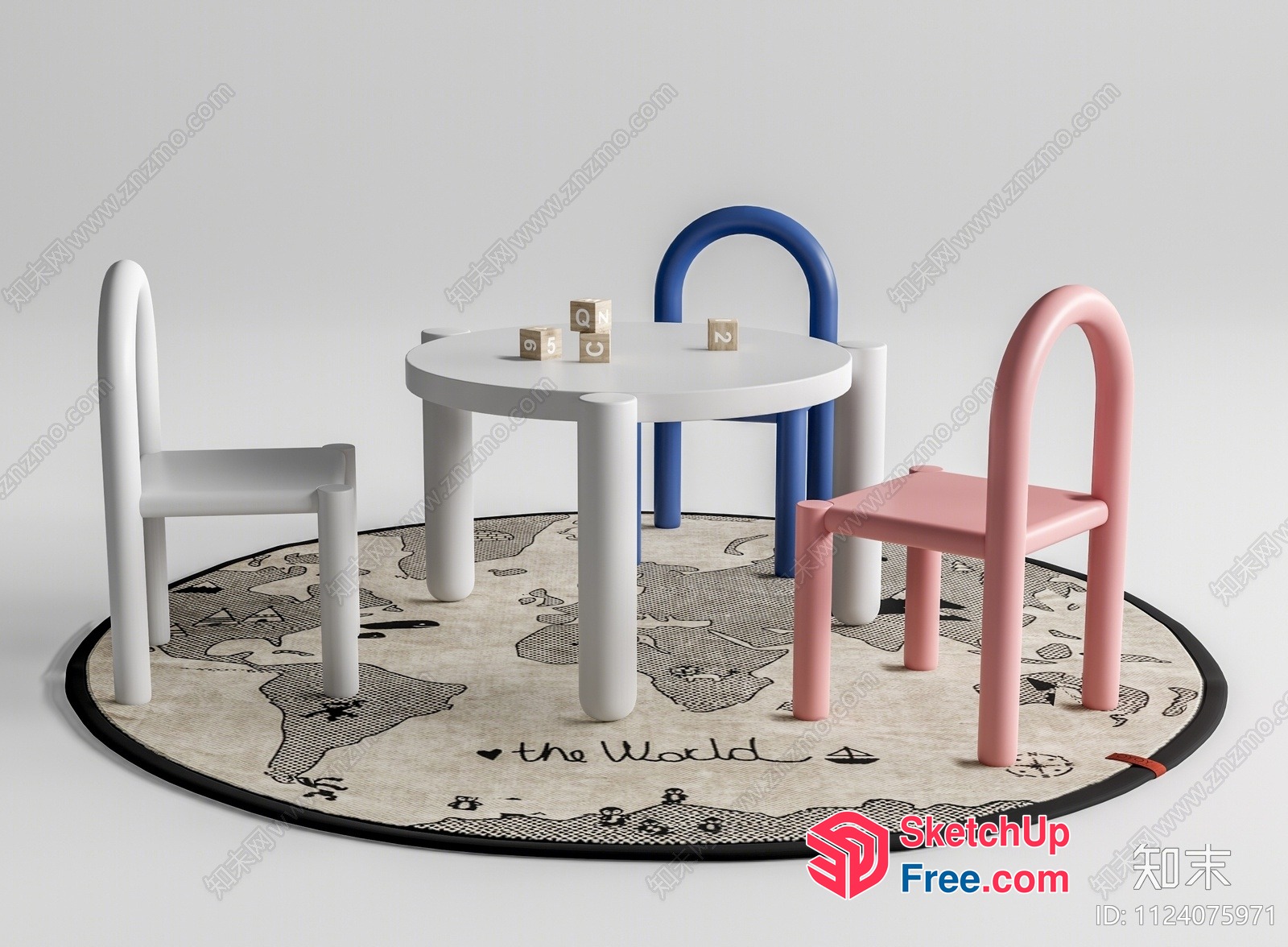 World Map Children'S Table And Chairs 3D SketchUp File